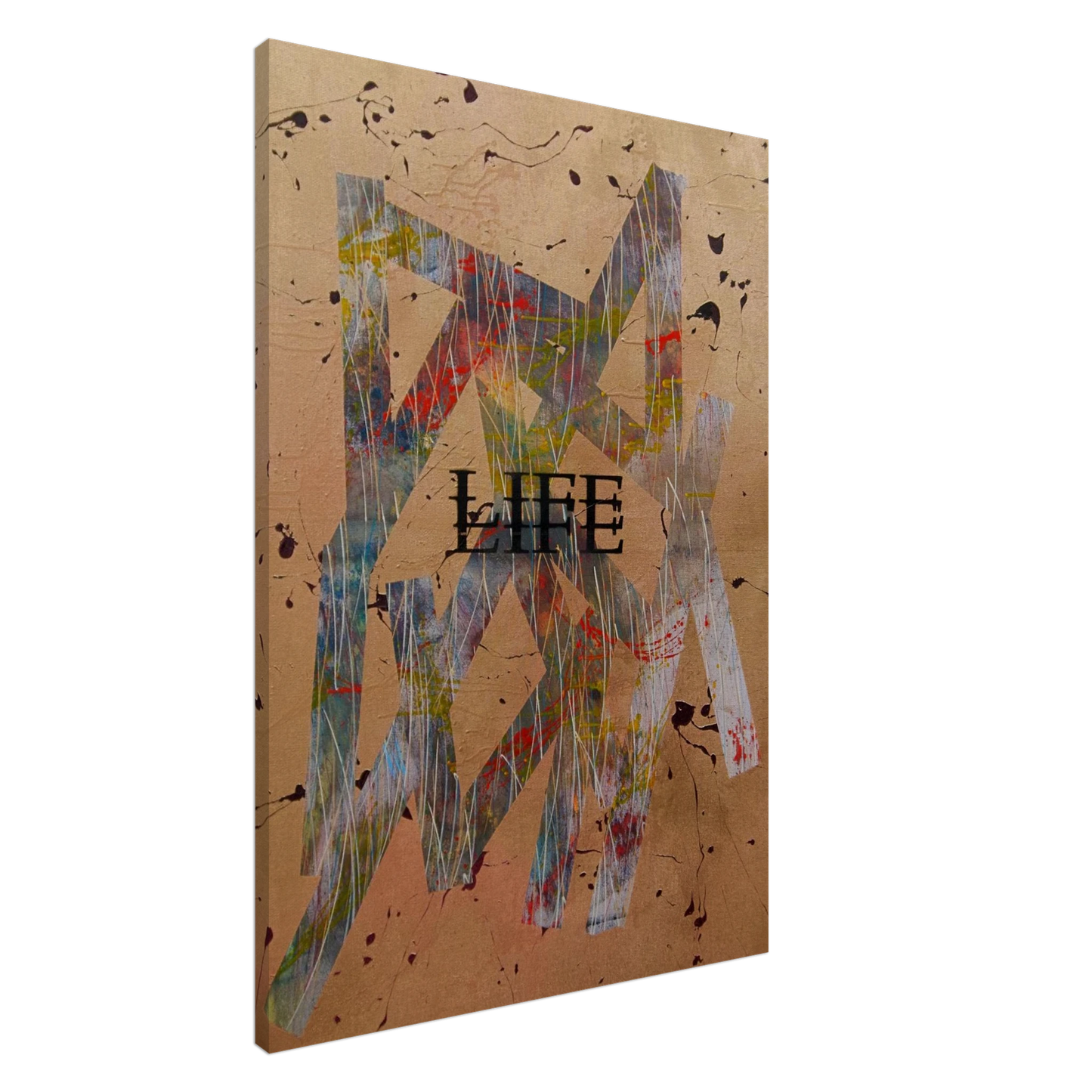 Moderner Leinwanddruck „Goldene Basis“ luxuriöse Wandkunst mit Gold und Erdtönen auf strukturierter Leinwand für elegante Raumgestaltung.