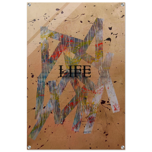 Acrylglasdruck „Goldene Basis“ Edle Wandkunst mit Gold und Erdtönen, glanzvoller Oberfläche und luxuriöser Raumwirkung.