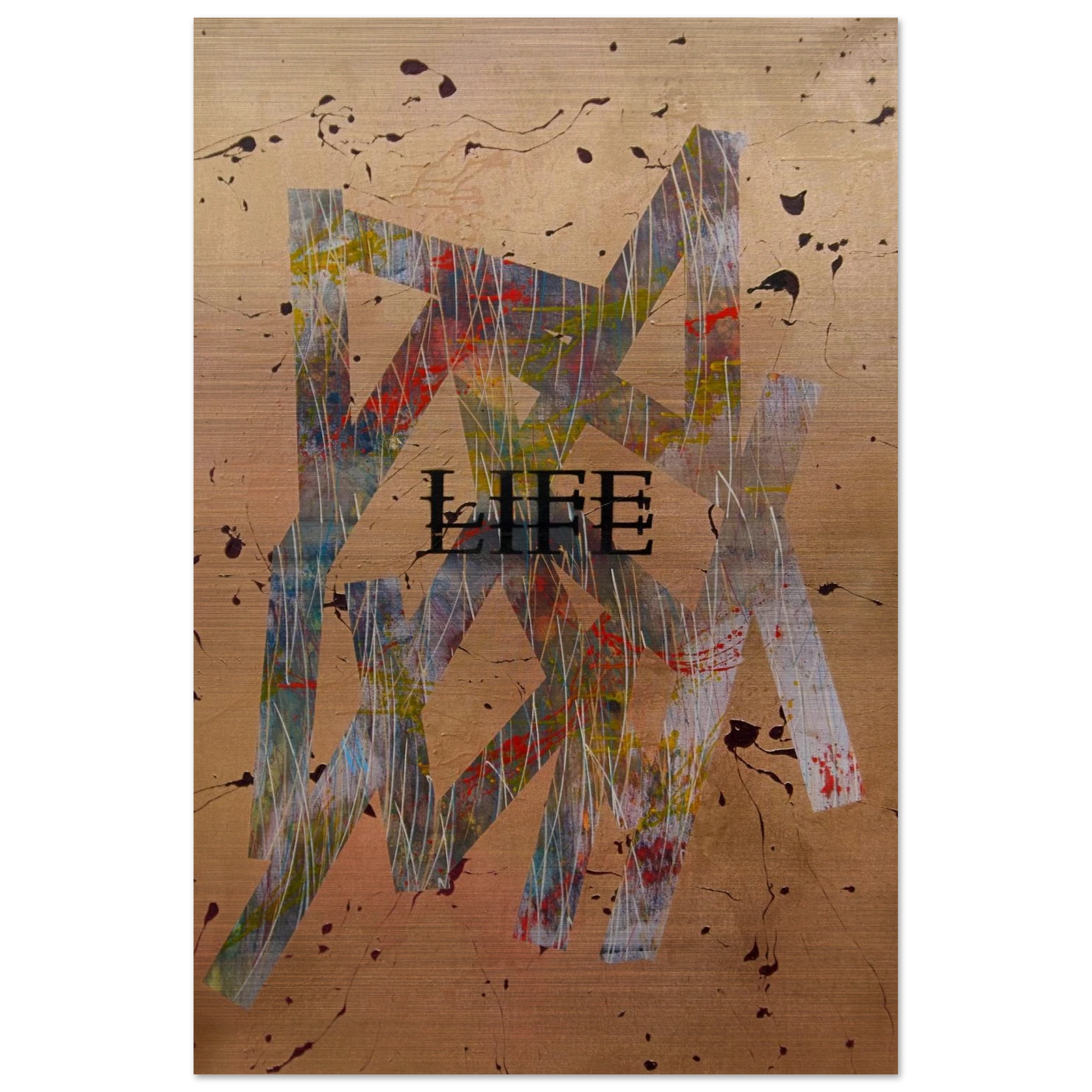 Aluminium Kunstdruck „Goldene Basis“ Gebürstetes Metall mit goldenen Farbnuancen für moderne, luxuriöse Raumgestaltung.