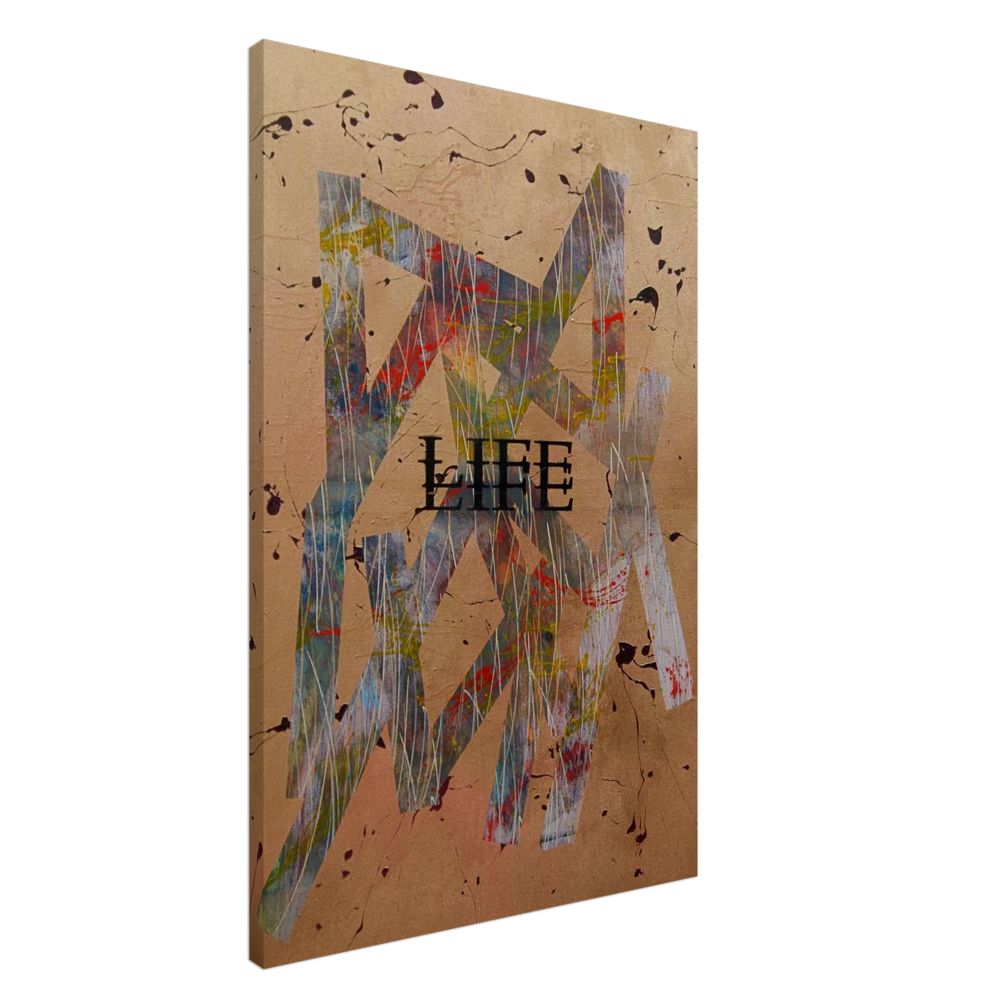 Moderner Leinwanddruck „Goldene Basis“  luxuriöse Wandkunst mit Gold und Erdtönen auf strukturierter Leinwand für elegante Raumgestaltung.