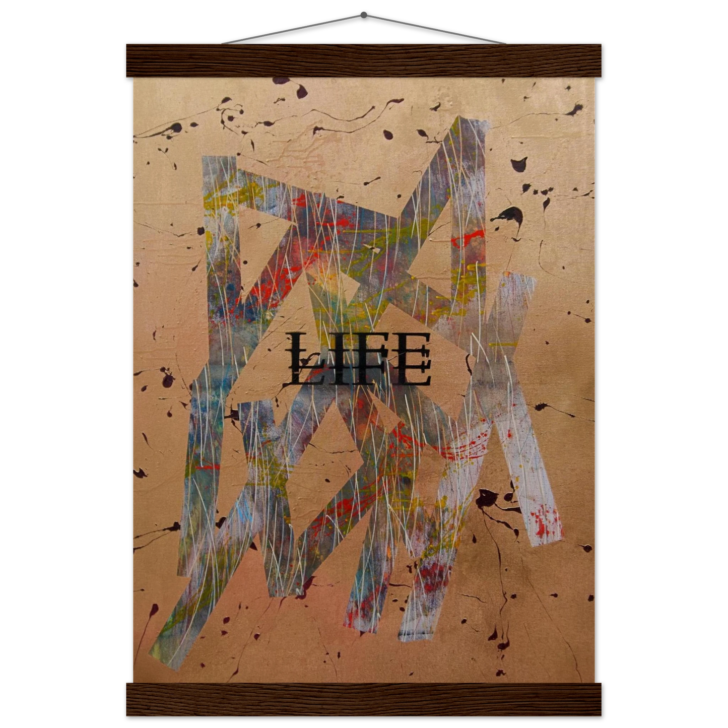 Hochwertiges Poster „Goldene Basis“ mit Magnetrahmen-Aufhängung in braun. 
Elegante Goldtöne und flexibles Design für moderne Raumgestaltung.