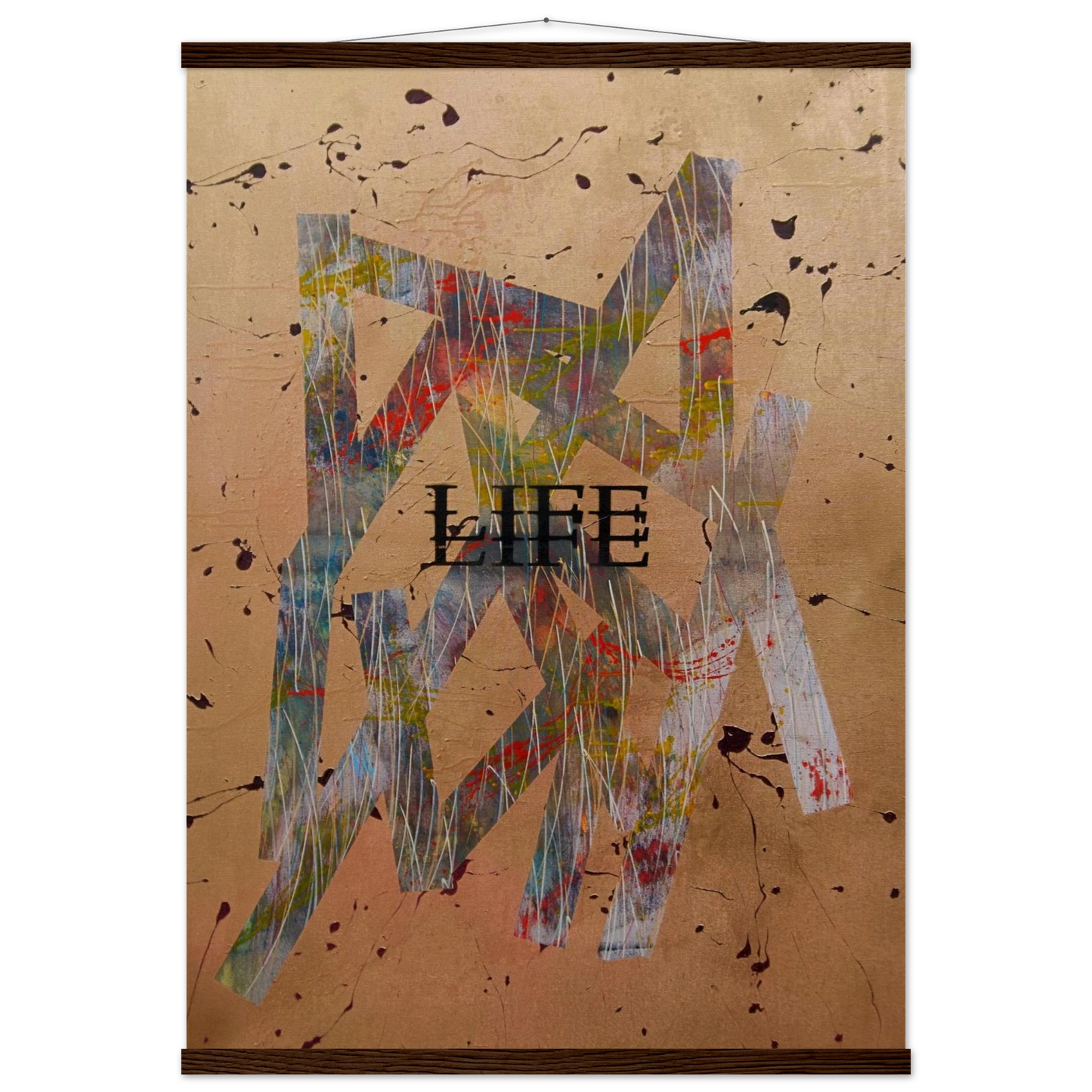 Hochwertiges Poster „Goldene Basis“ mit Magnetrahmen-Aufhängung in braun. 
Elegante Goldtöne und flexibles Design für moderne Raumgestaltung.