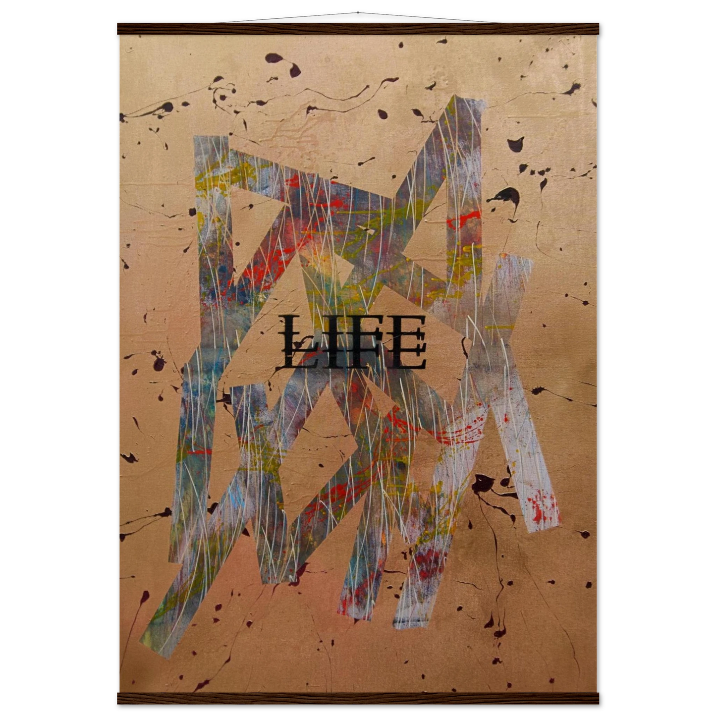 Hochwertiges Poster „Goldene Basis“ mit Magnetrahmen-Aufhängung in braun. 
Elegante Goldtöne und flexibles Design für moderne Raumgestaltung.