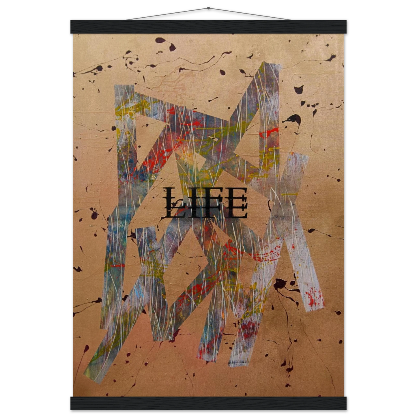 Hochwertiges Poster „Goldene Basis“ mit Magnetrahmen-Aufhängung in schwarz. 
Elegante Goldtöne und flexibles Design für moderne Raumgestaltung.