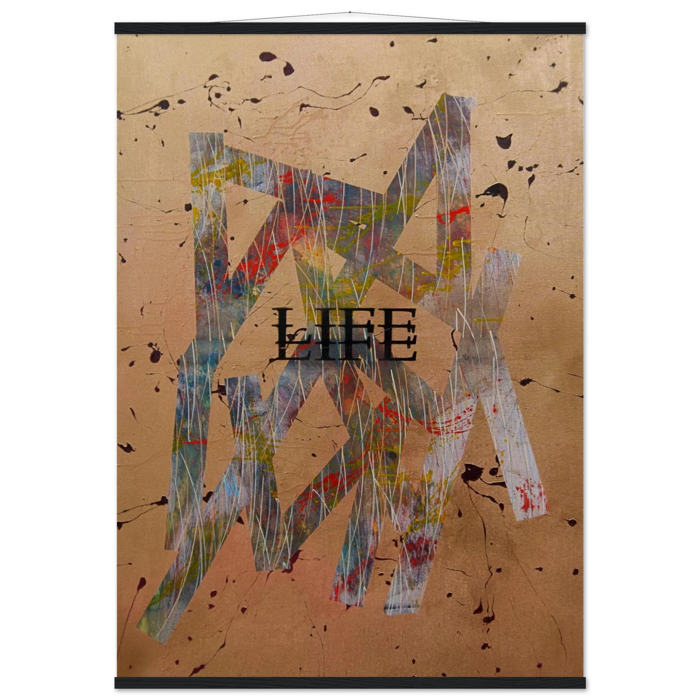 Hochwertiges Poster „Goldene Basis“ mit Magnetrahmen-Aufhängung in schwarz. 
Elegante Goldtöne und flexibles Design für moderne Raumgestaltung.