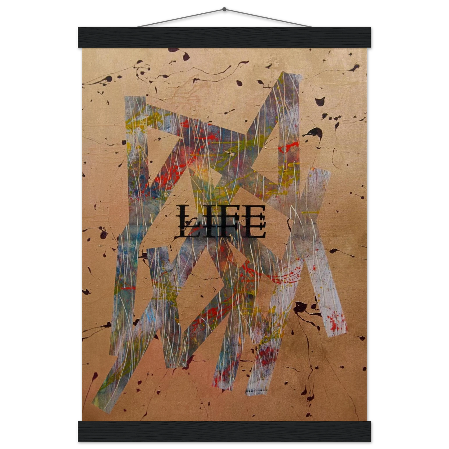 Hochwertiges Poster „Goldene Basis“ mit Magnetrahmen-Aufhängung in schwarz. 
Elegante Goldtöne und flexibles Design für moderne Raumgestaltung.