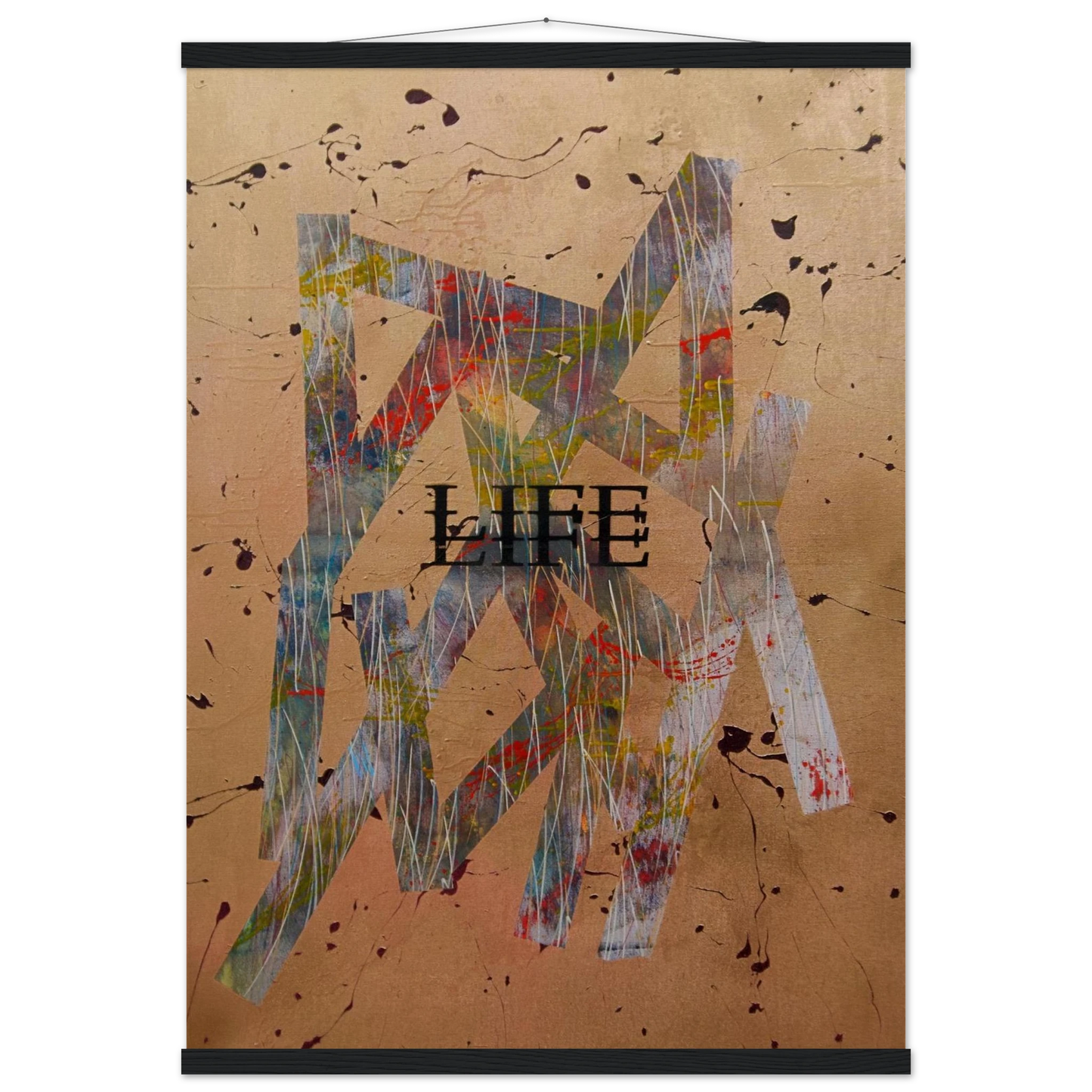 Hochwertiges Poster „Goldene Basis“ mit Magnetrahmen-Aufhängung in schwarz. 
Elegante Goldtöne und flexibles Design für moderne Raumgestaltung.